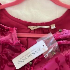 Soft Surroundings Fuchsia Velvet Blouse